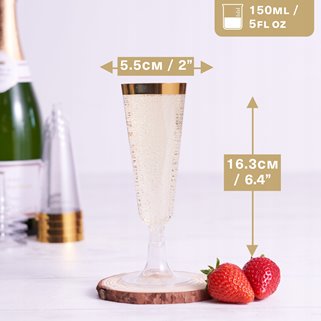 Kieliszki do szampana złote wielorazowe 10 szt