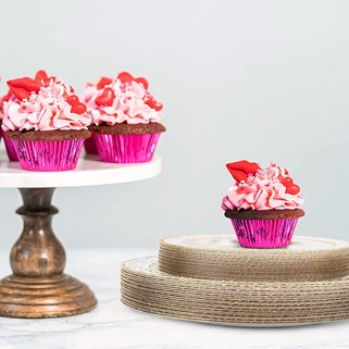 Różowe talerze wielorazowe zestaw 10 sztuk deserowe