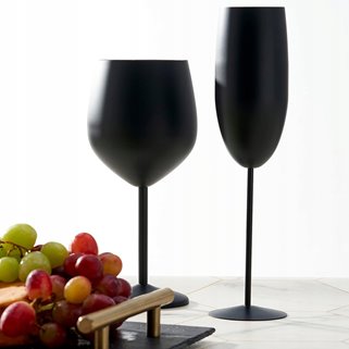 Stalowe kieliszki do szampana czarne 2 sztuki