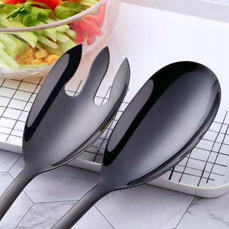 Sztućce do serwowania czarne 30 cm