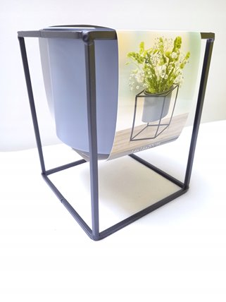 Osłonka doniczki na stojaku szara 16x20