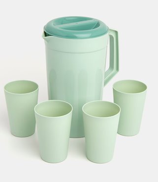 Dzbanek plastikowy z kubkami zielony 1,8 l