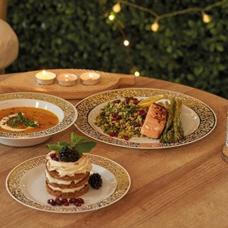 Złote talerze wielorazowe 20 sztuk