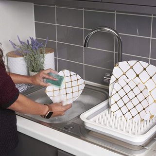 Plastikowe talerze wielorazowe złote 5 szt. DUŻE obiadowe 25 cm