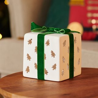 Dekoracja świąteczna w kształcie prezentu zielona