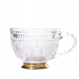 Filiżanka BARREL szklana złota 360 ml