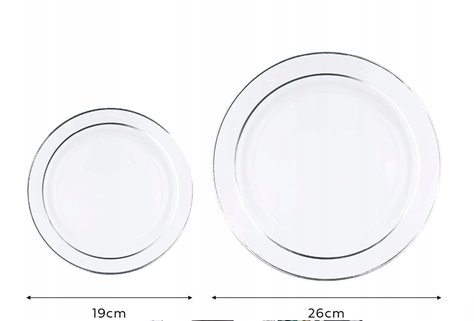 Talerze wielokrotnego użycia srebrne 10 sztuk 26cm