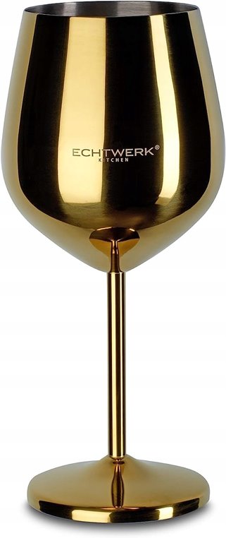 Złote stalowe kieliszki do wina 6 sztuk