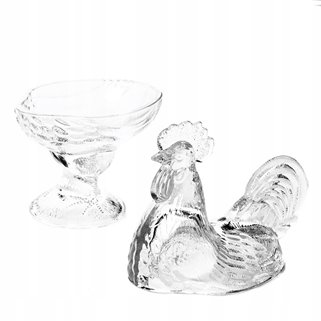 Pojemnik wielkanocny szklany kogut 16x10x21cm