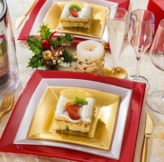 Złoty talerz OBIADOW kwadratowy mikrofala zmywarka