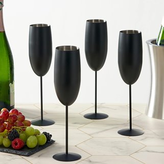 Stalowe kieliszki do szampana czarne 2 sztuki