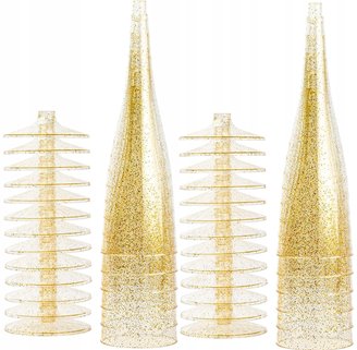 Kieliszki do szampana złote 10 sztuk brokatowe