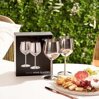 Srebrne stalowe kieliszki do wina 2 szt