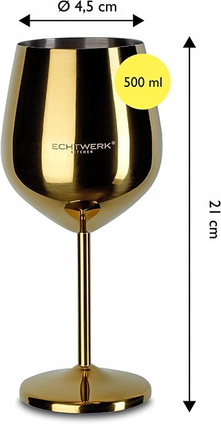 Kieliszek do wina stalowy złoty  500 ml Stalowy