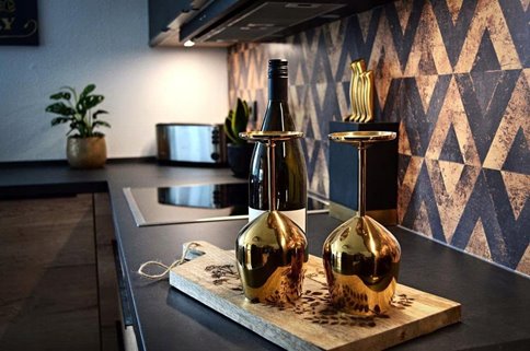 Złote stalowe kieliszki do wina 6 sztuk