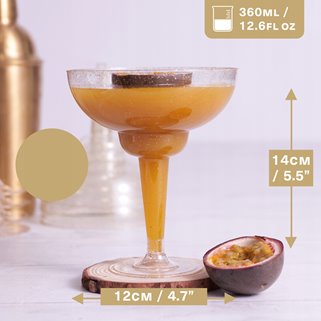 Złote kieliszki wielorazowe do Margarity 12 sztuk