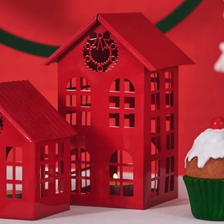 Domek czerwony metalowy