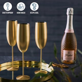 Złote metalowe kieliszki do szampana 4 szt. złote stalowe matowe kieliszki