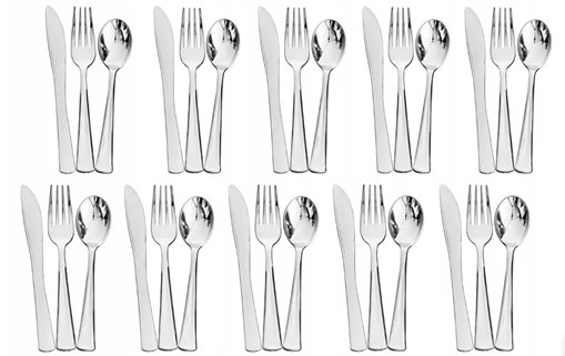 Srebrne sztućce wielorazowe plastikowe 30 el.