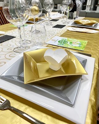 Złoty talerz Głęboki kwadratowy mikrofala zmywarka