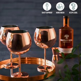 Kieliszki stalowe do ginu 700 ml Różowe złoto