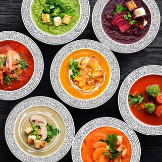 Talerze wielorazowe głębokie srebrne 10 sztuk