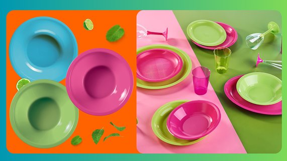 Talerz różowy plastikowy 25 szt Głęboki