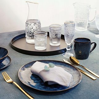 Złote sztućce młotkowane dla 6 osób eleganckie duży zestaw pudełko