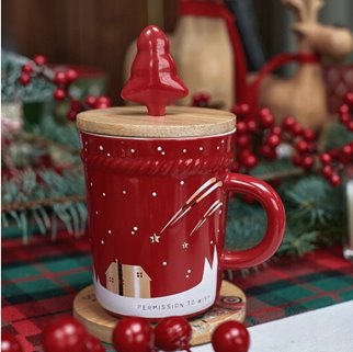 Kubek Homla czerwony 280 ml z mieszadełkiem