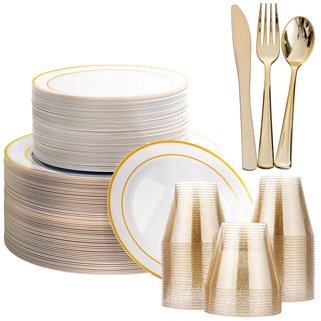 Złote sztućce wielorazowe plastikowe 30 el.