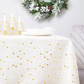 Obrus w złote gwiazdki śliczny 130x180 cm