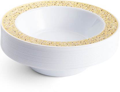 Talerze głębokie wielorazowe ZŁOTE 10 sztuk