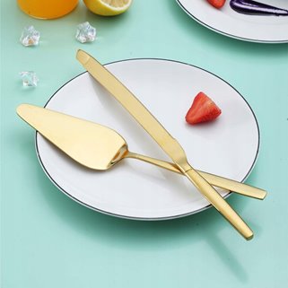 Złota łopatka nóż do ciasta długie zestaw do tortów ciast w złotym kolorze