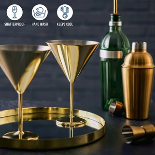 Kieliszki do martini stalowe złote 4 sztuki