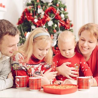 Złote łyżeczki świąteczne z zawieszkami 6 szt.