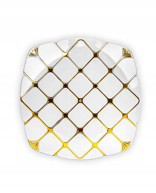 Plastikowe talerze wielorazowe złote 5 szt. DUŻE obiadowe 25 cm