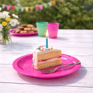 Talerz Różowy plastikowy 25 szt wielorazowy