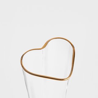 Kieliszek do szampana Homla ze złotym rantem złoty 150ml w kształcie serca