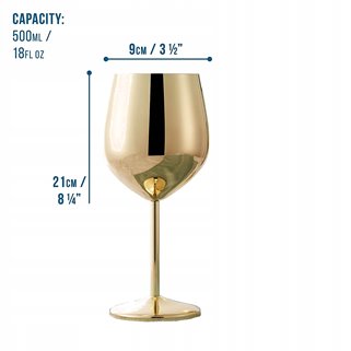 Złoty stalowy kieliszek do wina Nietłukący