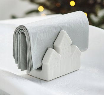 Biały serwetnik domki