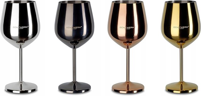 Kieliszki do wina stalowe czarne  6 szt połysk