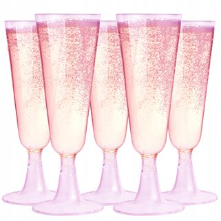Kieliszki do szampana różowe wielorazowe 10 szt