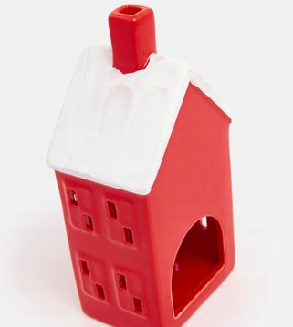 Domek dekoracyjny czerwono-biały 18,5 cm