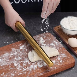 Złoty wałek do ciasta kuchenny 42 cm stalowy pizza