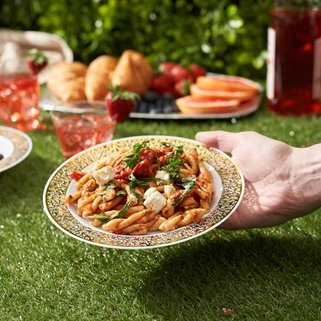 Złote talerze wielorazowe 20 sztuk