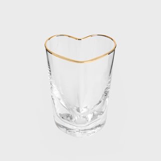 Szklanka do napojów Homla 280 ml w kaształcie serca ze złotą obwódką