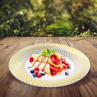 Talerze wielorazowe deserowe złote 10 sztuk