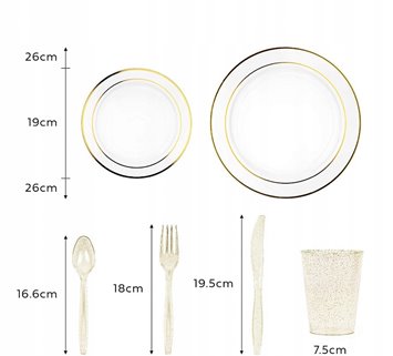 Zestaw imprezowy złoty dla 25 osób wielorazowy