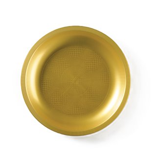 Talerze złote plastikowe ZMYWARKA 10 szt Trwałe