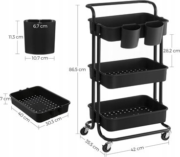 Trzypoziomowy wózek kuchenny